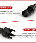 Solid 8 Piece Wood Plug Cutter Drill Bit Set Featuring Barrel And Claw Tips 1/4 3/8 1/2 And 5/8 Inch Sizes displayed with barrel and claw tips.