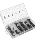 Rubber Vacuum Hat Plug Kit, 80-Piece Cap And Plug Assortment For Carburetor And Manifold in plastic case, 5/32in to 3/8in sizes.
