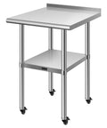 Stainless Steel 24x24 Inch Work Table With Backsplash And Wheels Durable Prep Station For Restaurant Hotel Home And Warehouse Use With Locking Wheels