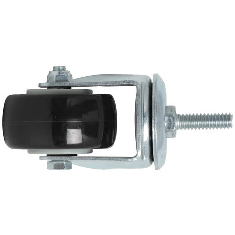 Side view of 2 Inch Heavy Duty Stem Caster Wheels Set Of 4 With One Quarter Inch Twenty Threaded Swivel Casters, black polyurethane wheel