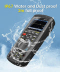Handheld Digital Oscilloscope Multimeter 3 In 1 With Bluetooth Interface 50 000 Counts 10MHz Oscilloscope, water splashes on device