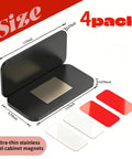 No Drill Adhesive Magnetic Cabinet Catch 4 Pack Stainless Steel Door Latch For Kitchen Bathroom RV Keeps Cabinets Closed Tool Free Install Strong Hold Damage Free Mounting with measurements