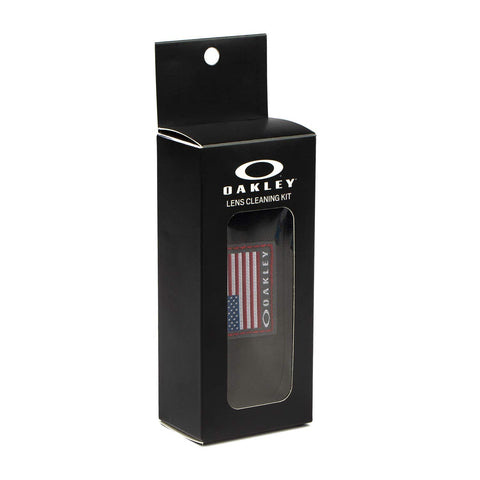 Industrial Det Cord Glasses Set With Matte Black Frame And Clear Lenses Plus USA Flag Lens Cleaning Kit in black box