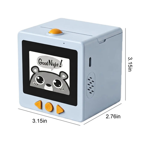 Smart AI Voice Controlled Thermal Sticker Printer With 2.4 Inch HD Display And Portable ABS Construction For Hassle Free Setup, showing blue design and control buttons.