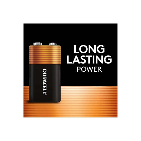 Heavy Duty 9V Battery Pair Tough As Nails Power For Smoke Detectors And Carbon Monoxide Alarms, Duracell Coppertop design.