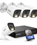 8 Channel 2MP Security Camera System With AI Human And Vehicle Detection, 4 1080P Cams, H.265+ DVR, Smart Dual Light Night Vision