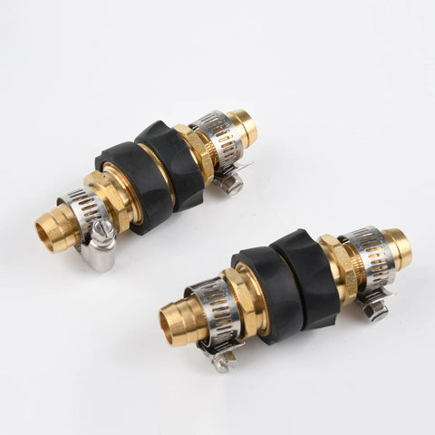 Brass Hose Connector Five Eighth Inch Quick Connect Fittings Two Pack Heavy Duty Water Hose Repair Kit Garden Hose Coupler With Leak Resistant Design And Stainless Steel Clamps.