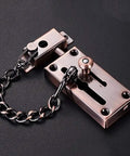 Rock Solid Door Security Chain Snap Lock Bully Proof Stainless Steel Anti Theft Deadbolt with chain and bolt for secure locking.