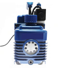 Heavy Duty 180 Watt Rotary Vane Vacuum Pump For Cranking Out Fast AC Recharges front view showing blue housing and gauge.