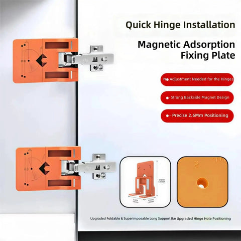 Cabinet Door Hinge Spacer 2.6mm Alignment Tool With Twist Drill Bit For Quick Install And Precise Positioning Magnetic Easy Setup