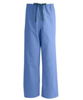 Top Shelf Unisex Scrub Pants Built For The Daily Grind With Reversible Drawstring Waist Navy Cotton Polyester Blend Tough As Nails Double Stitched Seam Long Lasting Workwear Large Regular Inseam, navy with green drawstring.