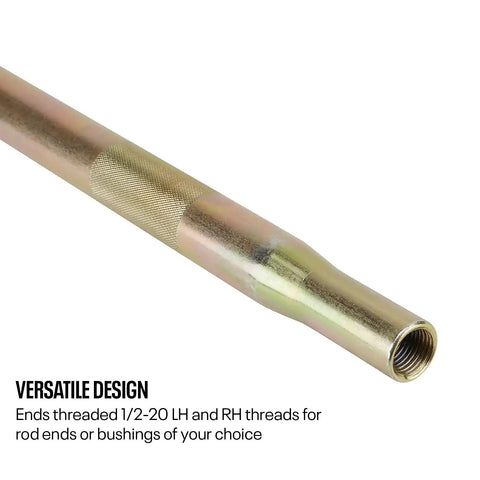 Steel Tube With Swaged Ends 12 Inch Length Three Quarters Inch Outer Diameter Wall Thickness 0.065 Inch Half Inch 20 Threads Right Hand On One End Left Hand On The Other Zinc Plated For Corrosion Resistance Adjustable Length, threaded end