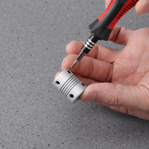 300mm Lead Screw Set for 3D Printers With High Precision Aluminum Anti Backlash Nut Ideal for DIYers and CNC Mills Engraving Machines and Wood Projects., close-up of aluminum anti-backlash nut and screwdriver
