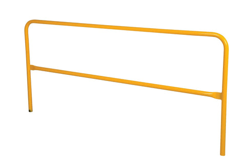 Heavy Duty Steel Pipe Safety Railing With Vibrant Yellow Coating For Mezzanine Edge Guard and Warehouse Walkway Barrier side view