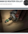 1/4 Inch Router Collet Replacement For PR20EVS Bosch Router, Brand New Unused, Durable Aluminum Build shown with router bit