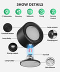 Detailed view of Racokky LED Wall Mounted Lights with Remote, Rechargeable Wall Sconces showing function button and charging port.
