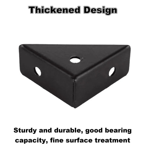 40 Pack Bulletproof Stainless Steel Corner Brackets For Wood Furniture Assembly Rust Resistant Triangle Angle Connectors Heavy Duty Black Metal L Braces Thickened black metal corner bracket with holes for easy installation.
