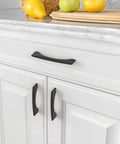 Matte Black Cabinet Pulls 5 Inch Center To Center 128MM 10 Pack Durable Cupboard Handles installed on white kitchen cabinets