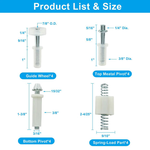 Product list and sizes of Heavy Duty Bifold Door Hardware Kit Handles The Hustle By Delivering Top Bottom Steel Pivots Tough Guide Wheels.