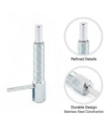 Industrial Grade Stainless Steel Indexing Plunger Pin With Ergonomic L Handle And Spring Loaded Snap Lock, close-up view.