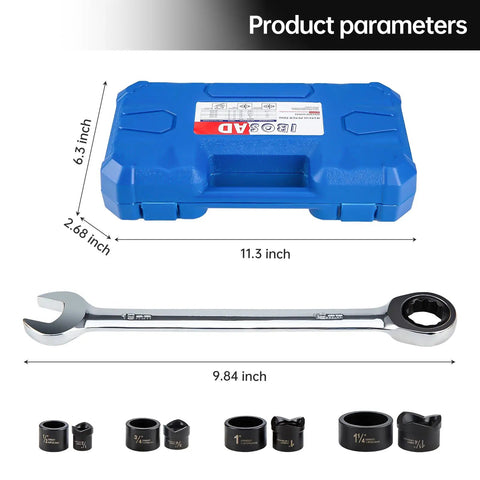 Heavy Duty Knockout Hole Punch Kit For Electrical Conduit 1/2 Inch 3/4 Inch 1 Inch 1-1/4 Inch With Wrench and Case