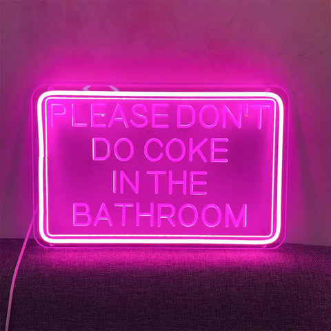 Please Dont Do Coke In The Bathroom 3D Art Carving Neon Sign Pink LED USB Wall Decor For Bedroom Living Room Indoor Party Backdrop 40x27 cm