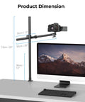 Overhead Desk Mount For Cameras And More Flexible Arm Stand With 360 Degree Ball Head product dimensions for desktop use