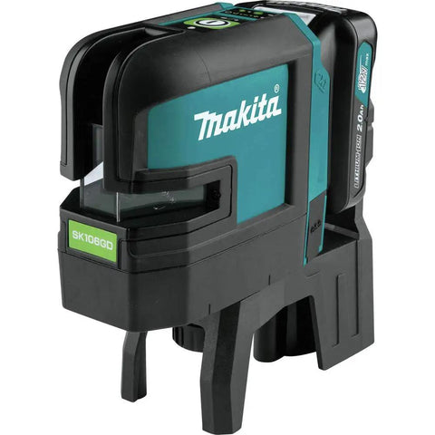 Tough As Nails 12V Max Cordless Self Leveling Green Beam Laser Kit for precise layouts, featuring durable housing and adjustable base.