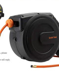 Retractable Air Hose Reel With Enclosed Housing, Three Eighths Inch By 50 Ft Hybrid Hose, Wall Mount With 180 Degree Swivel Bracket, Locking Length, Lightweight Yet Durable Garage Compressor Hose Reel, 300 PSI