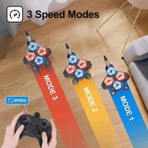 Foam RC Fighter Jet Airplane With Lights, Dual Battery Pack, No Assembly, Ready To Fly, 360 Degree Flips And Dope Stunt Rolls