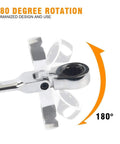 180 degree rotation view of Flexible Pivoting Head Ratchet Spanner Set For Auto And Home Repairs 6mm To 12mm Metric Wrenches