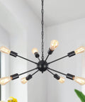 Gold Sputnik Chandelier With 8 Lights Dope Modern Industrial Pendant Ceiling Fixture In Brushed Brass Finish Adjustable Hanging Length For Kitchen Dining Living Room
