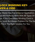 Close-up of Universal 5 Prong Brass Clock Key Set For Winding Clocks Two Piece Fits Odd And Even Numbers From 3mm To 4.5mm