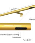 19.7 Inch Wireless Battery Operated Picture Light With Remote Control For Art Frames, gold finish, close-up view with controls