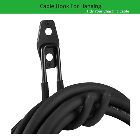Adjustable EV Charger Wall Mount Bracket With Steel Cable Hook And Secure Grip Design for hanging tidy charging cables.