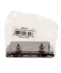 Straight Up Heavy Duty ANL Fuse Holder With Slick Clear Cover For Car Audio Rigs in packaging, showing nickel plated connectors.