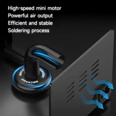 Close-up of Beastly 1200W Smart Hot Air Rework Station with flare nozzle highlighting powerful air output and ventilation.
