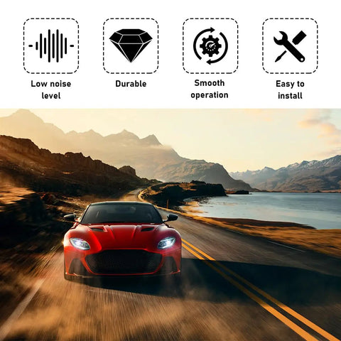 Shop Ready Fan Mounting Kit Install In A Snap With Heavy Duty Push Through Radiator Tie Straps That Gonna Fit Like A Glove On Electric Cooling Fan And Transmission Coolers, red sports car driving on coastal road.