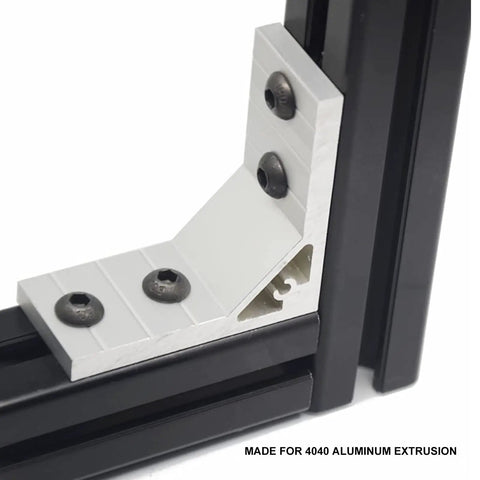 Heavy Duty 2040 Aluminum Profile Corner Brackets Kit featuring M5 T Slot Nuts and Hex Socket Cap Screws, detailed corner view.
