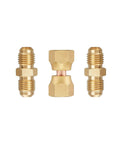 Brass 1/4 Inch Flare Male Adapter And 1/4 Inch Flare Swivel Nut Set Pack Of 6 Durable Fittings For LP Gas And Natural Gas Corrosion Resistant High Temperature Tolerant Premium Brass Construction, set of brass flare adapters