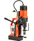 Heavy Duty Magnetic Core Drill Press 1100W Copper Motor with speed controls and drilling bit for industrial use.