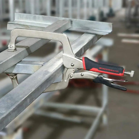 Heavy Duty 15 Inch C Clamp Locking Pliers With 360 Degree Swivel Pads And Six Inch Deep Throat For Woodworking Welding