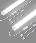 2Ft LED Ceiling Light Fixture 18W Plug Linkable Waterproof Tube Light For Garage Kitchen Bathroom Closet Office, 5000K Cool White, 1800Lux Bright, Energy Saving Dual Pack shown with connection cables