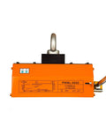 Heavy Duty Neodymium Magnetic Lifter For Round Steel Pipes And Flat Plates 10000 Lbs crane hoist with orange housing and lifting hook.