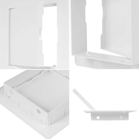 White Abs Plastic Access Panel For Drywall And Ceiling With Hinged Door Rustproof wall hole cover plate showing detailed angles.