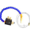 Heavy Duty Mist Coolant And Lubrication System For Cnc Milling Machines featuring a blue flexible hose and control mechanism for precision use.
