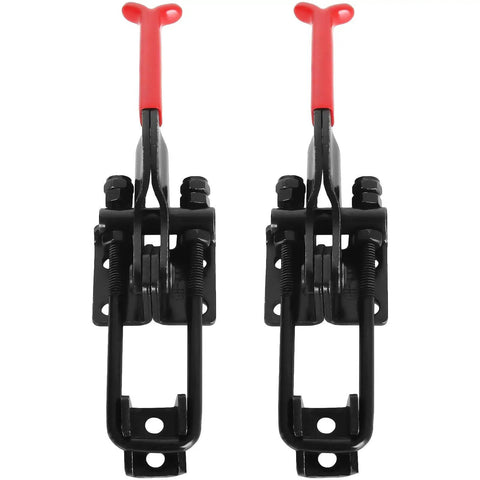 Two Four Pack Heavy Duty Toggle Clamps With 700 Pound Capacity GH431 Adjustable U Bolt Self Locking Quick Release Latch Clamp Black