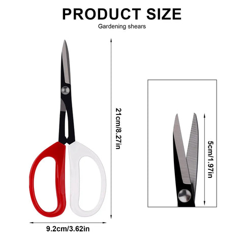 Heavy Duty Pruning Garden Shears Eight Point Two Seven Inch Long Tough As Nails Garden Scissors For Trimming Plants Nursery Pots And Fruit Trees All Purpose Utility Shears With Stainless Steel Blade And Durable Plastic Handle Sharp And Long Lasting, size diagram
