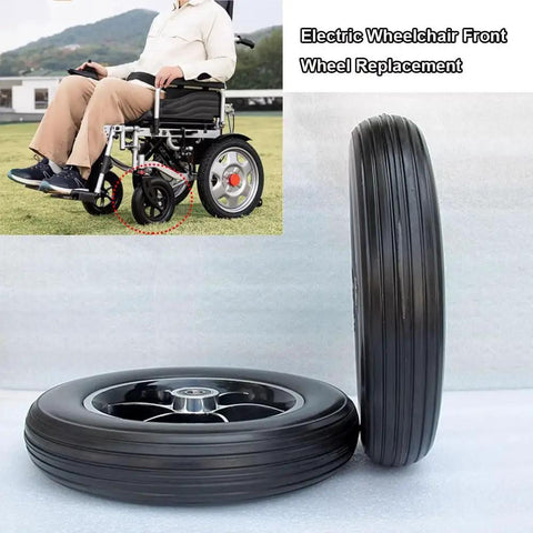Plug And Play 10 Inch Solid Rubber Tires For Electric Wheelchairs With Aluminum Hubs And Grippy Tread That Rolls Smooth For Heavy Duty Mobility Scooters And Hospital Stretcher Two Pack Gray