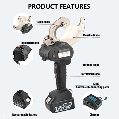 Portable Ratchet Cable Cutter With Tool Box For Electric Power Construction Cut Copper And Aluminum Cables Up To 75 mm features